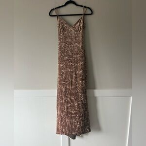 Alexia Admor Crushed Velvet Slip Dress Bronze Brown Size S
